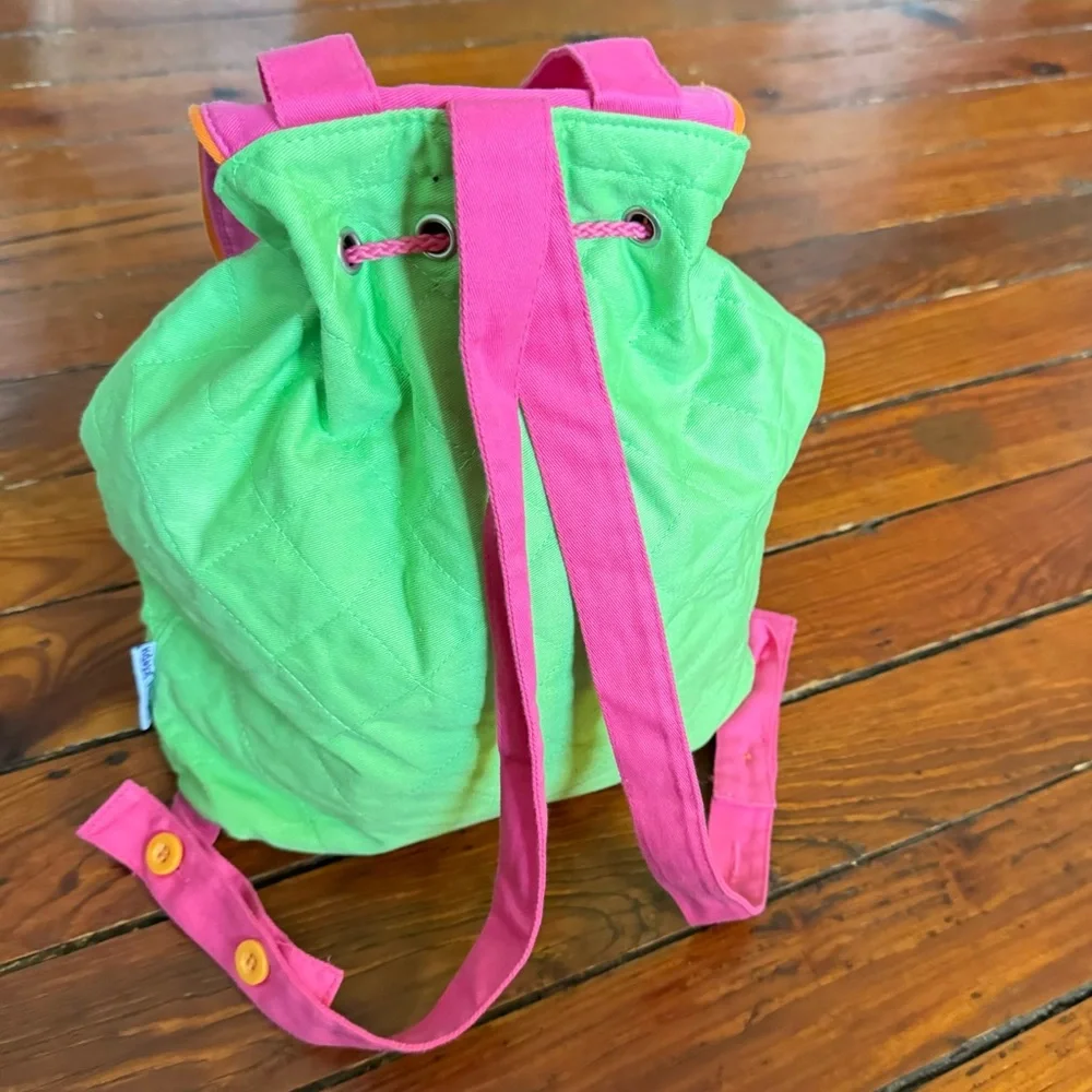 Stephen Joseph Signature Mini Backpack Drawstring Pink & Green Flowers Caraline